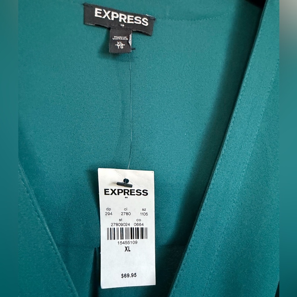 NWT Express Emerald Green Shirt Dress Size XL - Picture 3 of 4